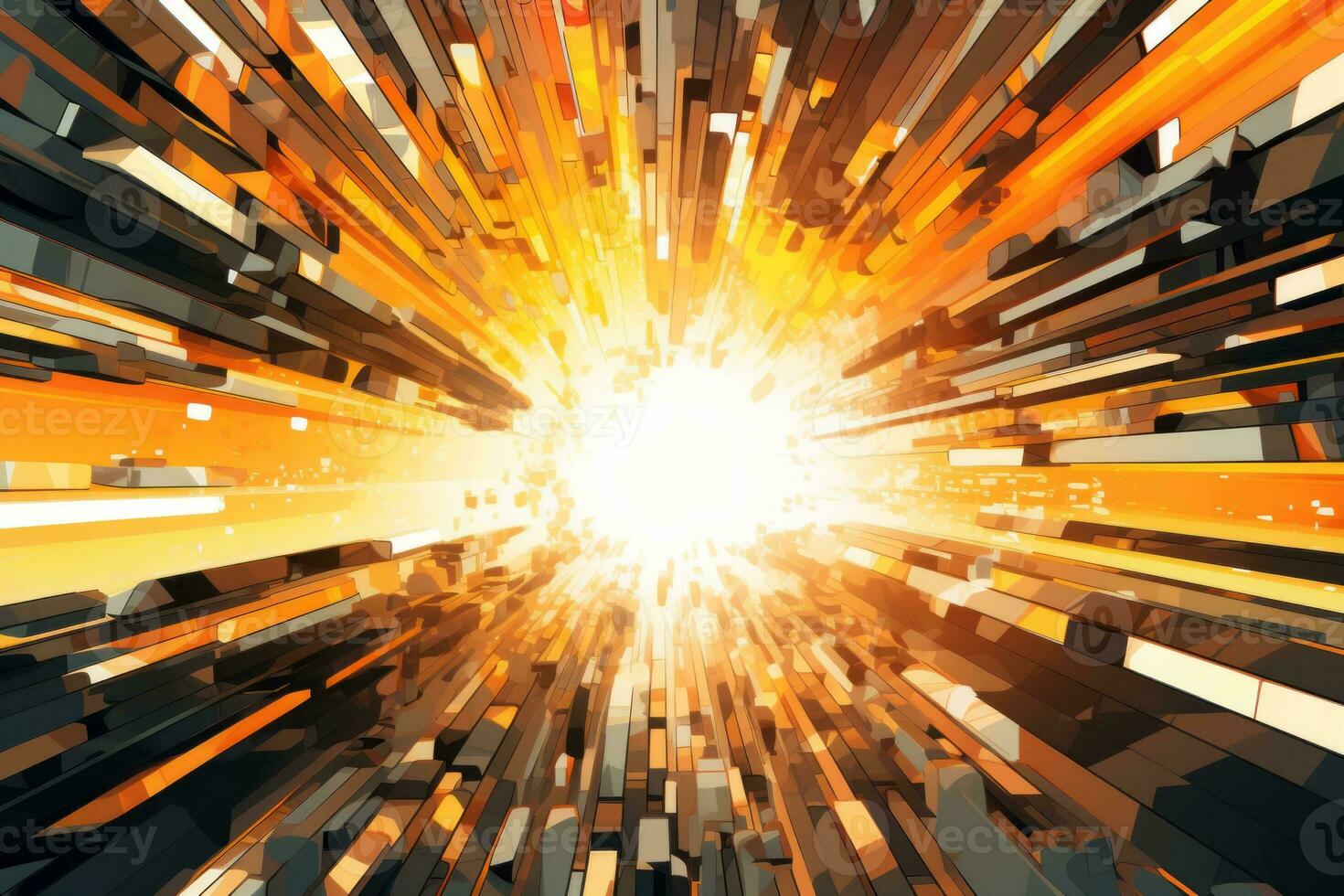 an abstract image of an explosion with a bright light generative AI photo