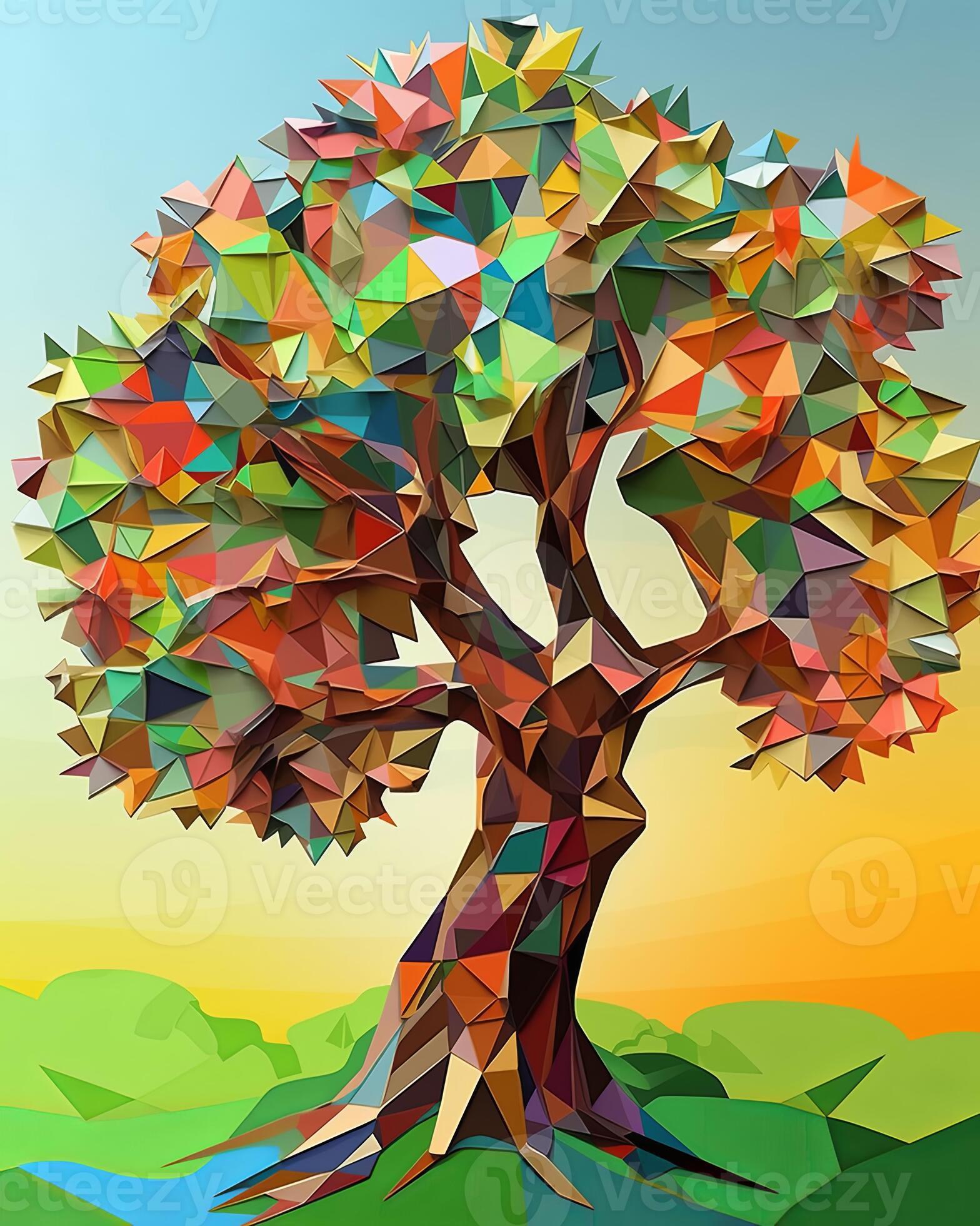 an abstract tree made of colorful triangles generative AI 28361005 ...