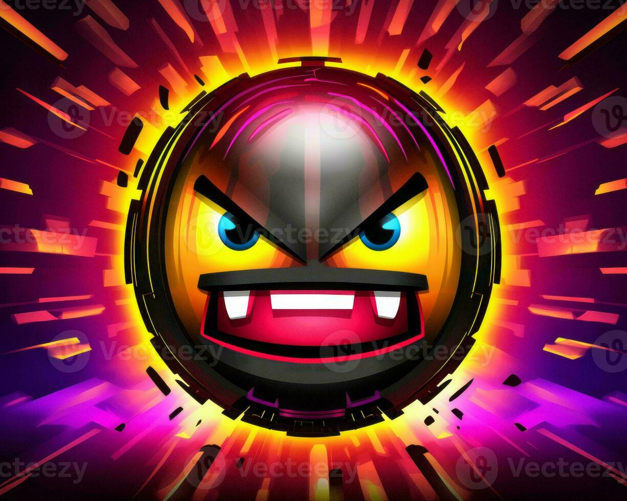 an angry face with glowing eyes and a glowing ball in the background generative AI photo