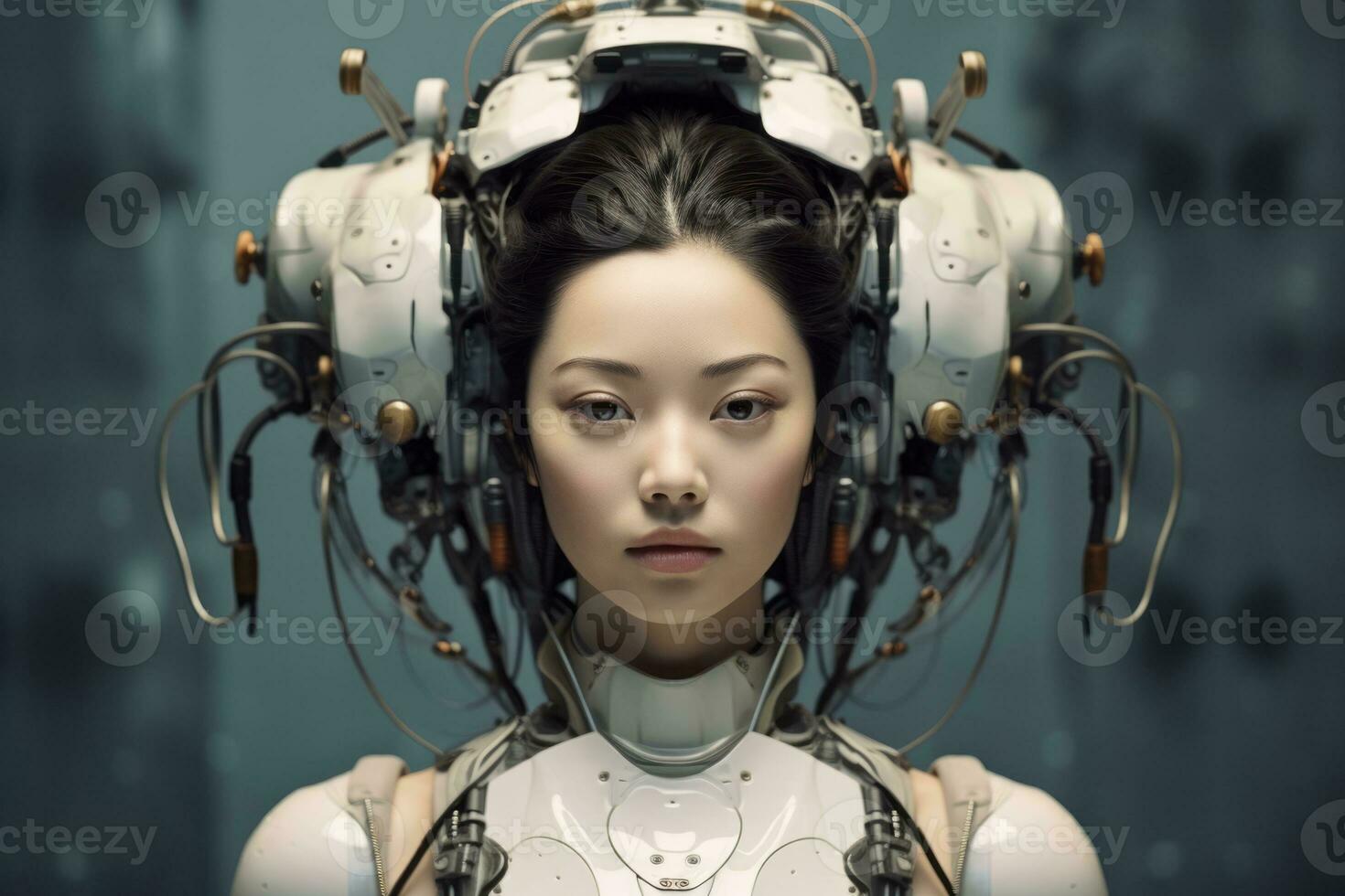 an asian woman in a futuristic robot suit generative AI photo