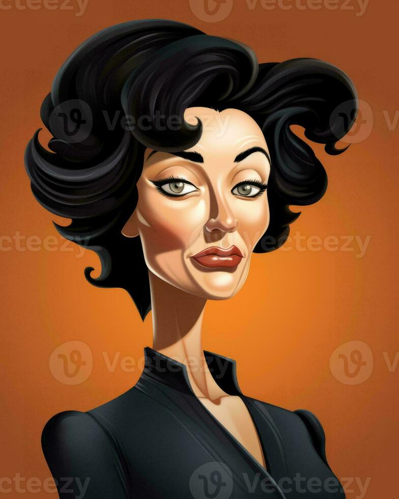an illustration of a cartoon woman with black hair generative AI photo