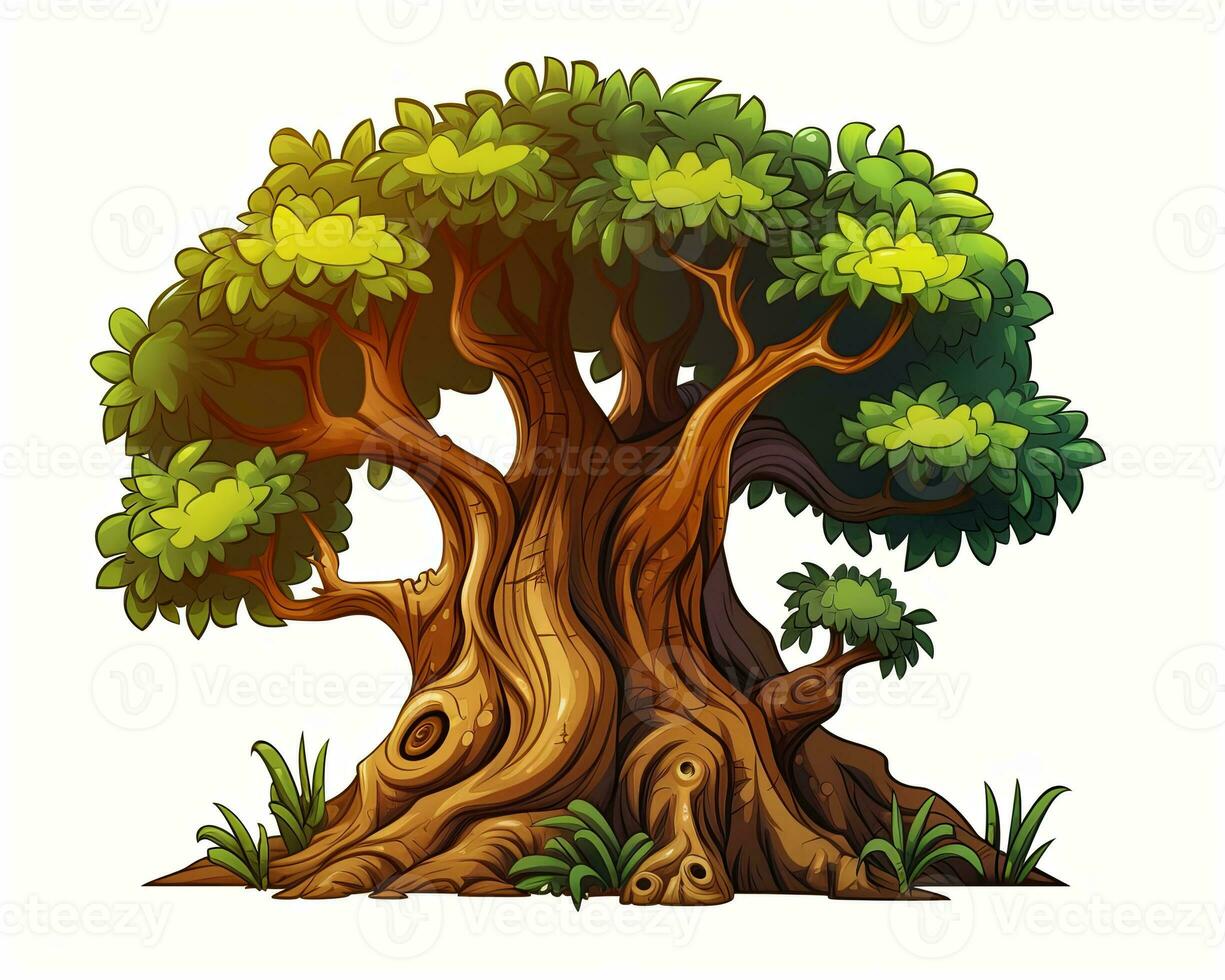 an illustration of a cartoon tree generative AI photo