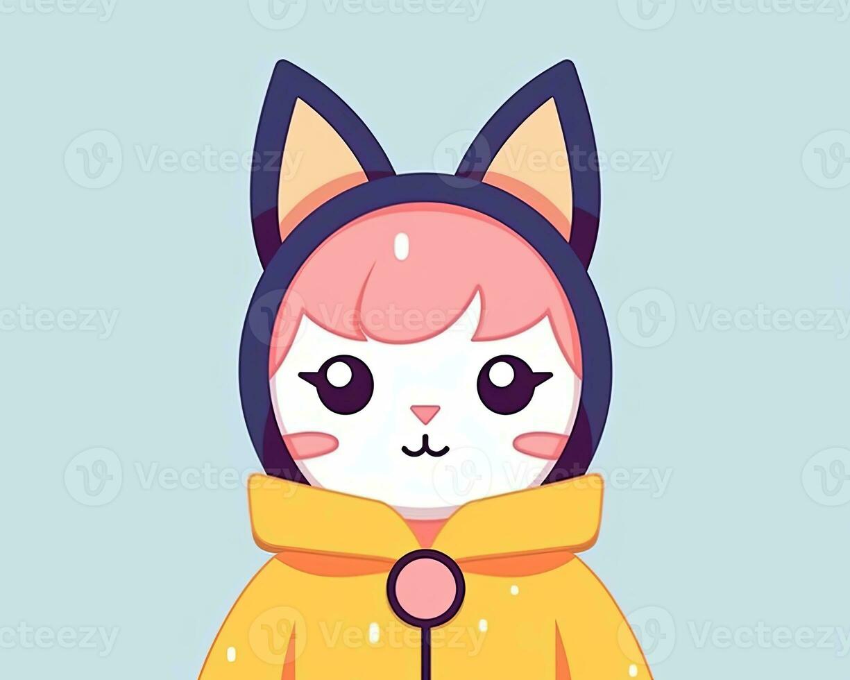 an illustration of a cat wearing a yellow raincoat generative AI photo