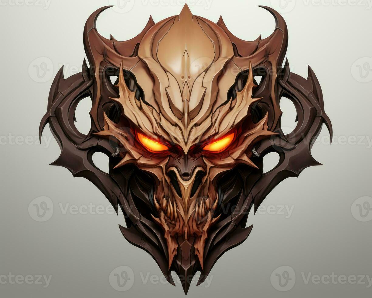 an illustration of a demon head with glowing eyes generative AI photo