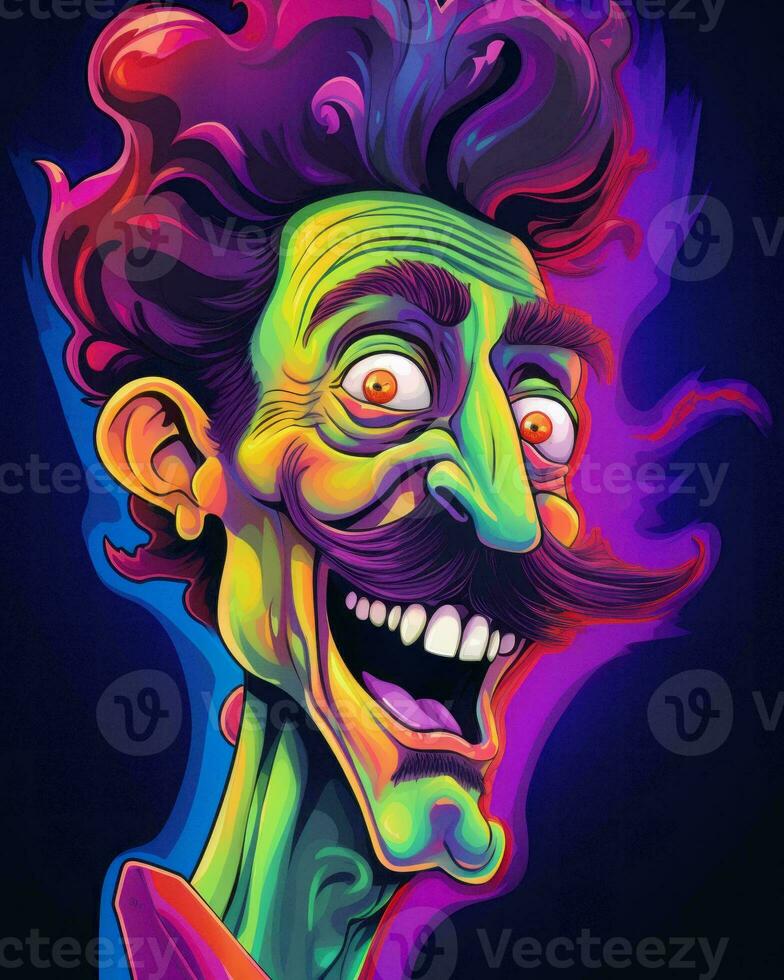 an illustration of a man with a mustache and moustache generative AI photo