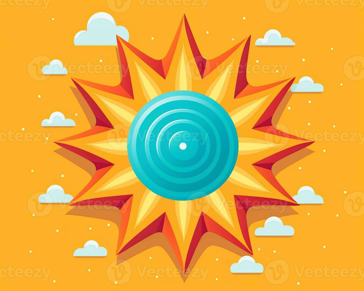 an illustration of a sun with a blue disc in the center generative AI photo