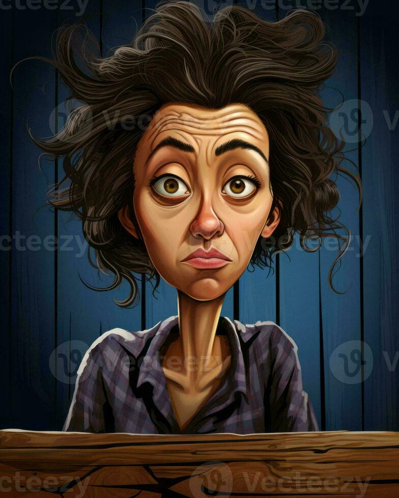 an illustration of a woman sitting at a table generative AI photo