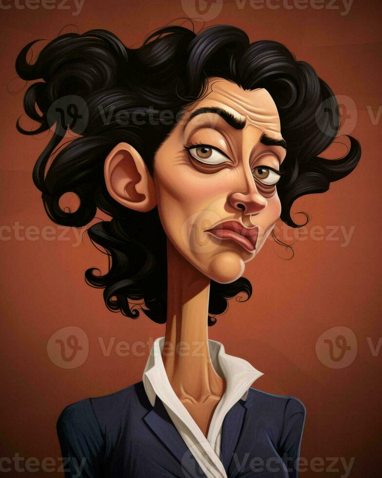 an illustration of a woman with black hair generative AI photo