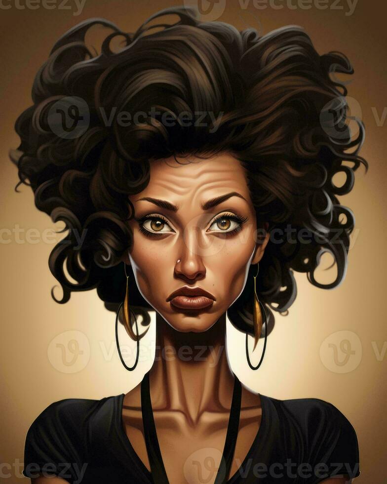 an illustration of a woman with curly hair generative AI photo