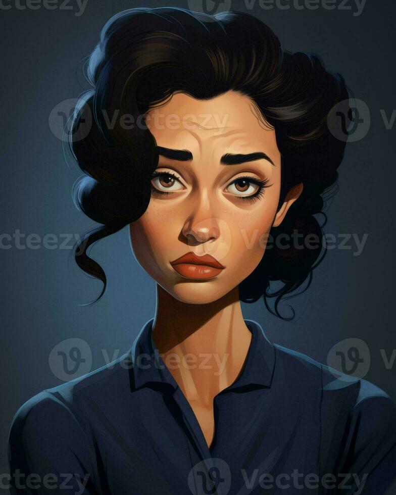 an illustration of a woman with dark hair generative AI photo