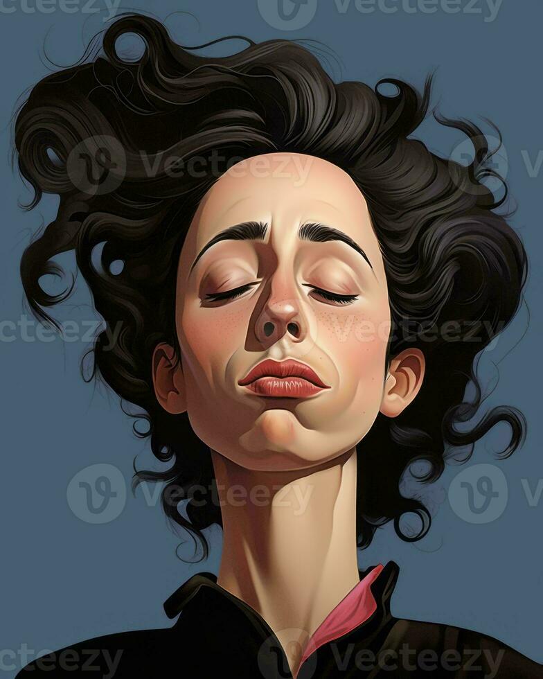 an illustration of a woman with her eyes closed generative AI photo