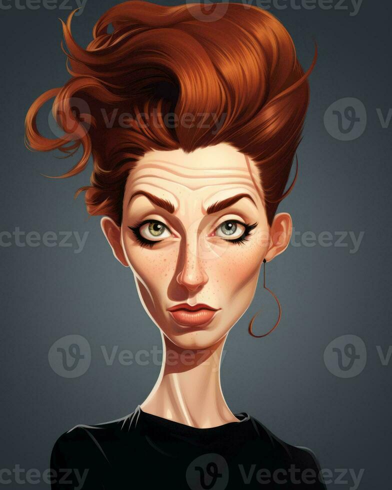 an illustration of a woman with red hair generative AI photo