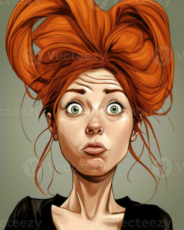 an illustration of a woman with red hair generative AI photo