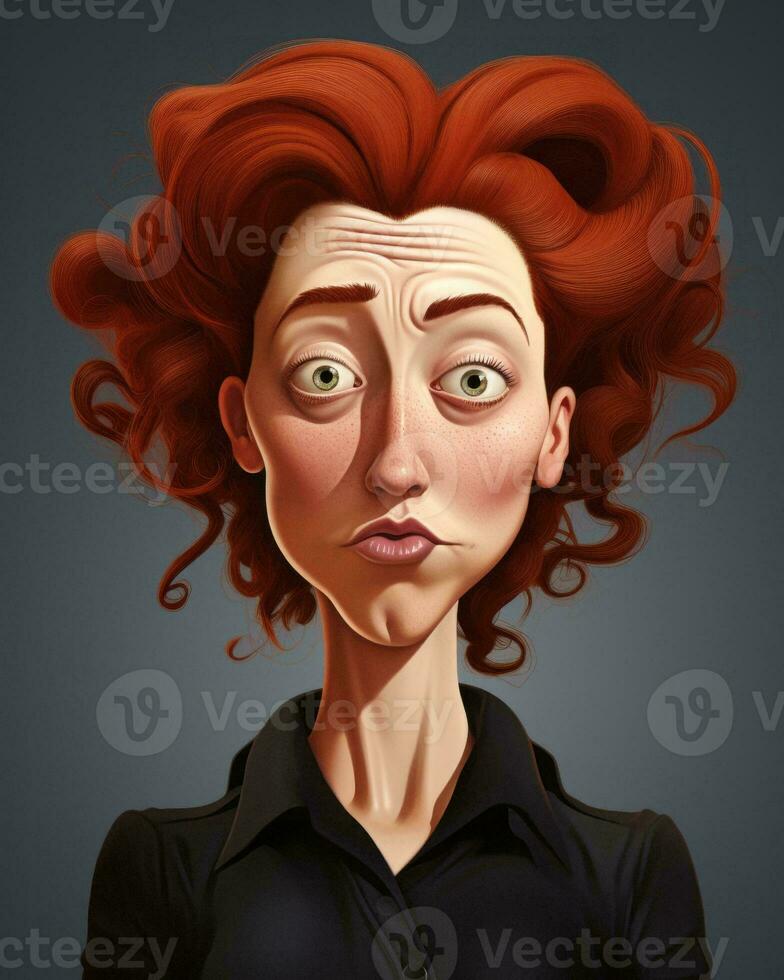 an illustration of a woman with red hair generative AI photo