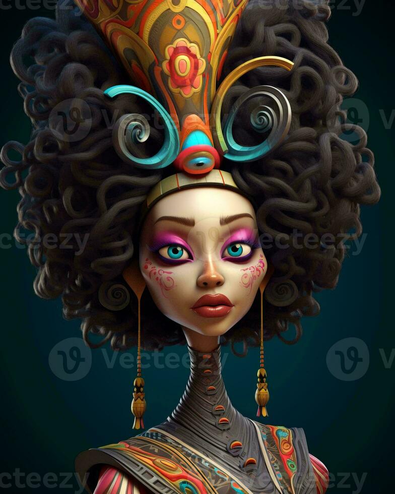 an illustration of an egyptian woman wearing an elaborate headdress generative AI photo
