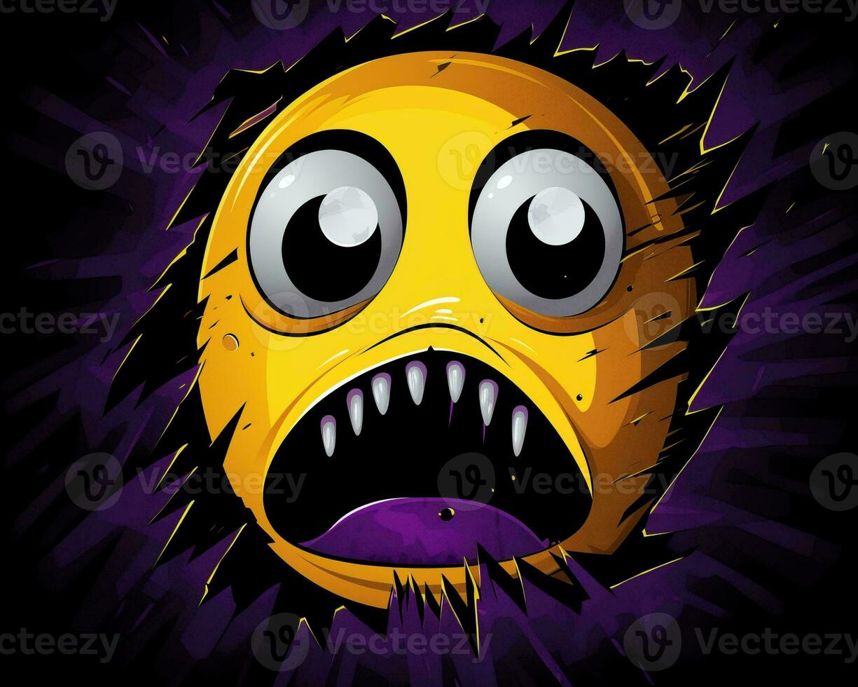 an illustration of an angry face with a purple background generative AI photo
