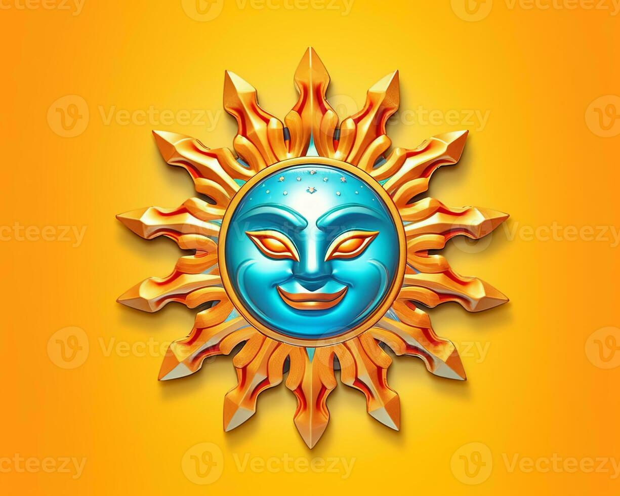 an illustration of the sun on an orange background generative AI photo