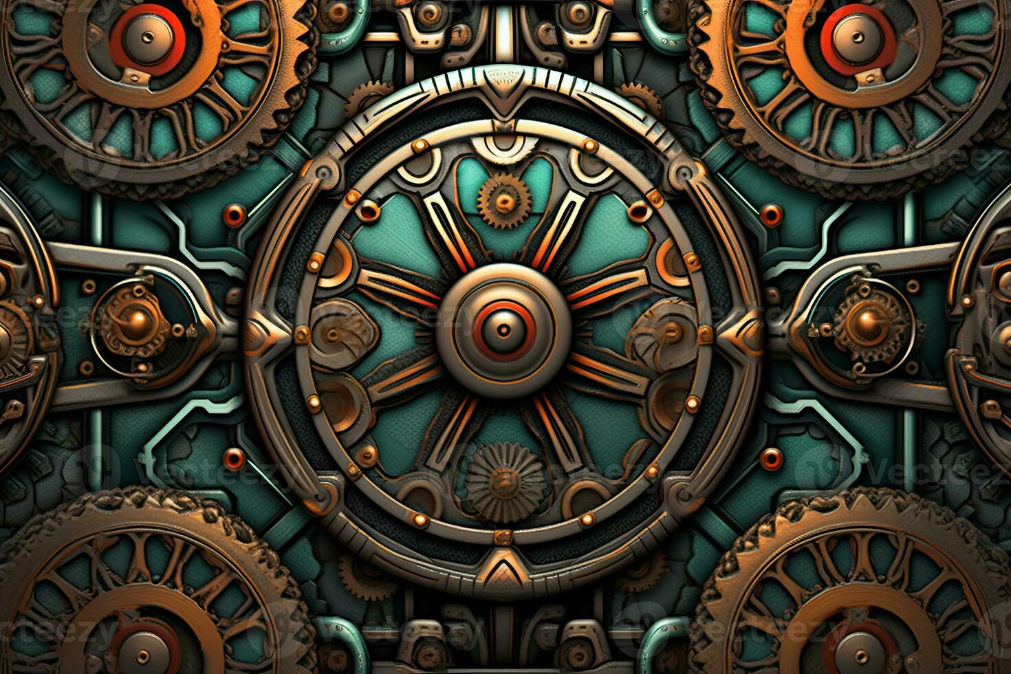 an image of a clockwork background with gears generative AI photo