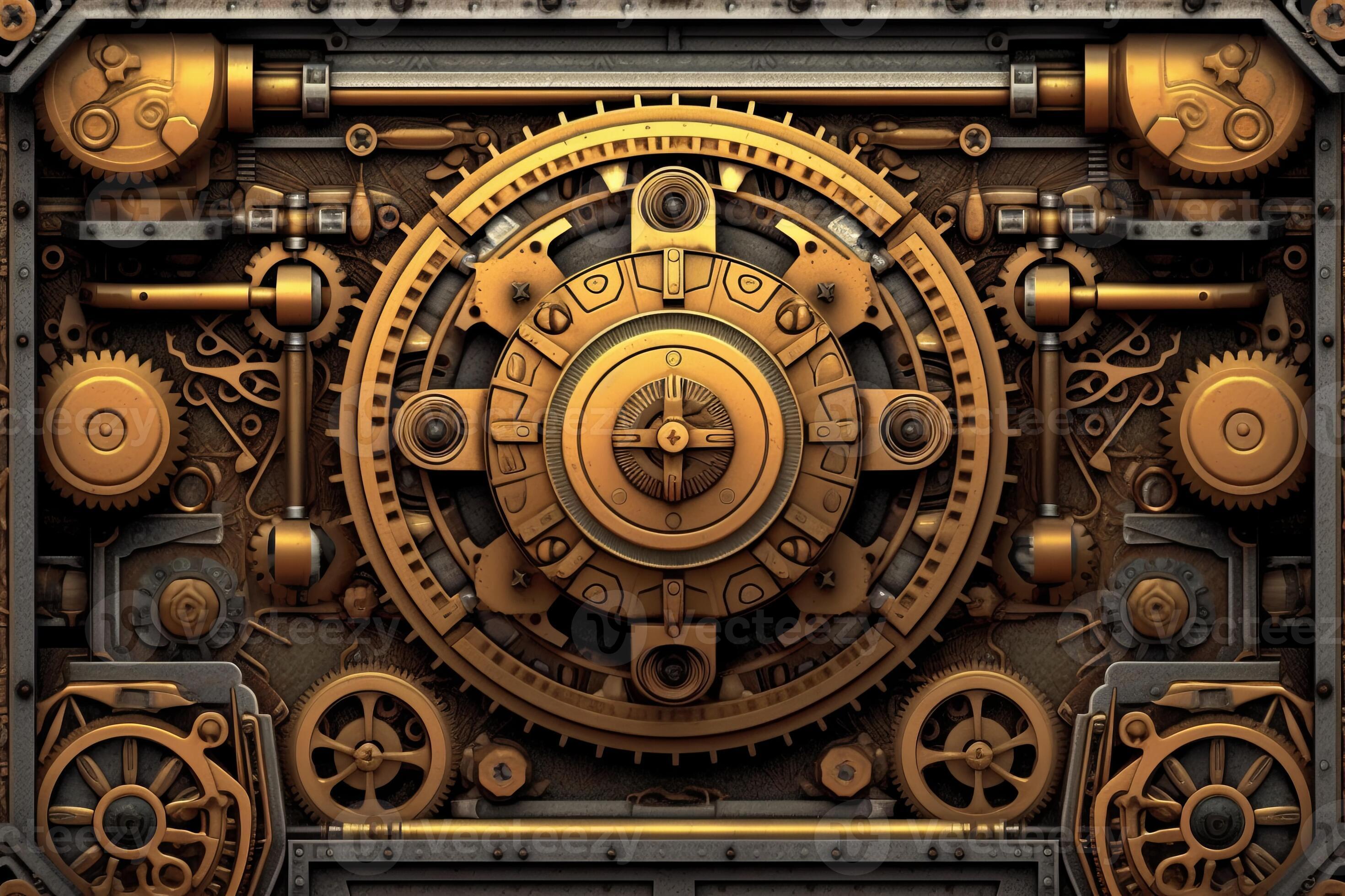 an image of a clockwork machine on a black background generative AI