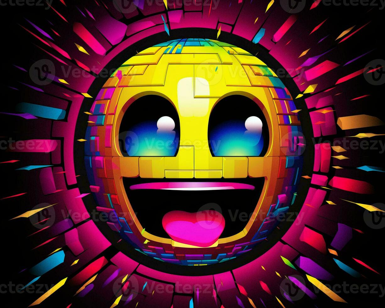 an image of a disco ball with a smiley face on it generative AI photo