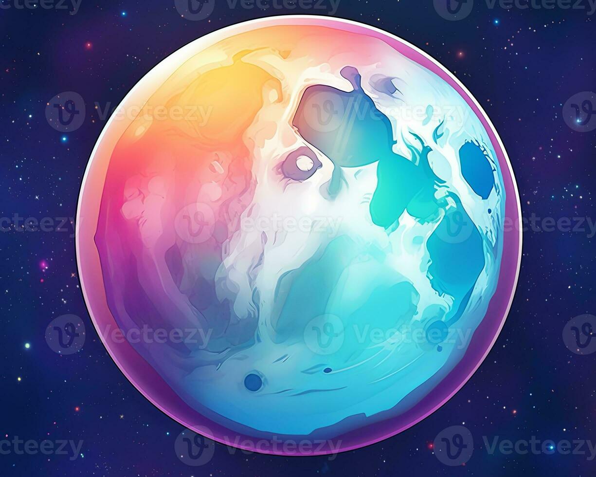 an image of a colorful planet in space generative AI photo