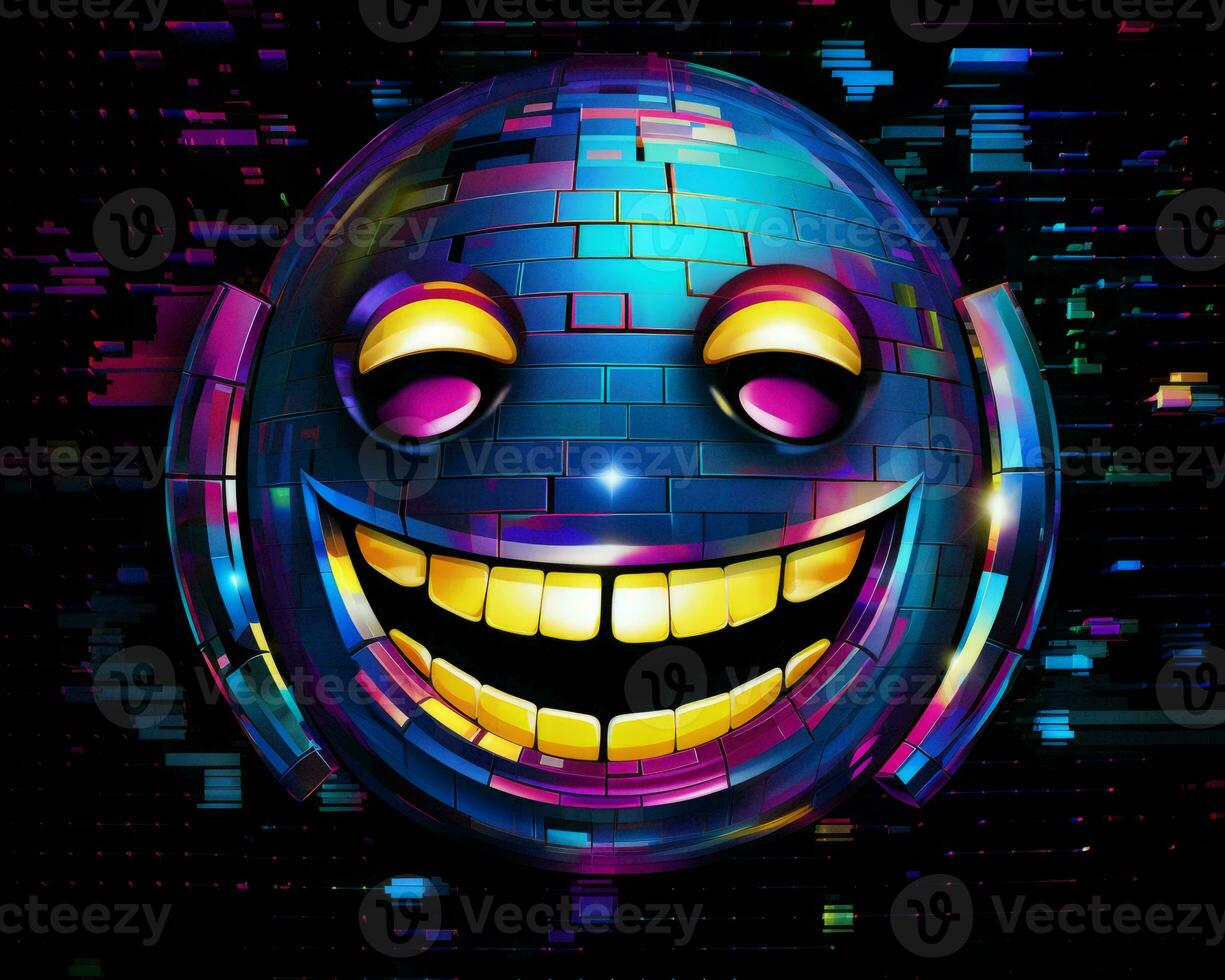 an image of a disco ball with a smiley face on it generative AI photo