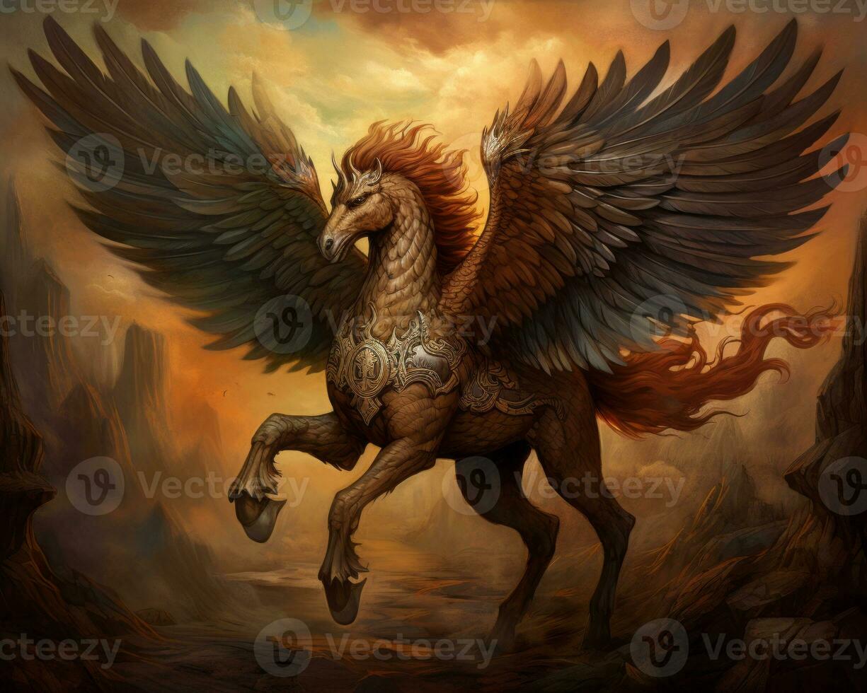 an image of a horse with wings on its back generative AI photo
