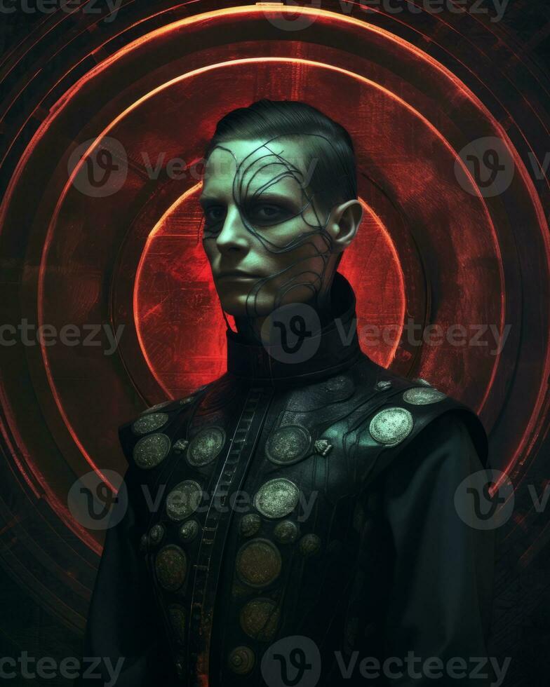 an image of a man in a suit with a red circle around him generative AI photo