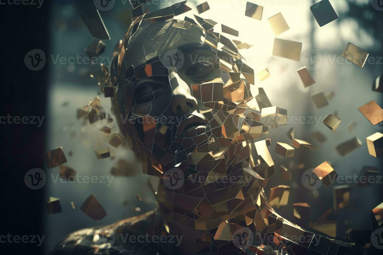 an image of a man with many pieces of gold on his face generative AI photo