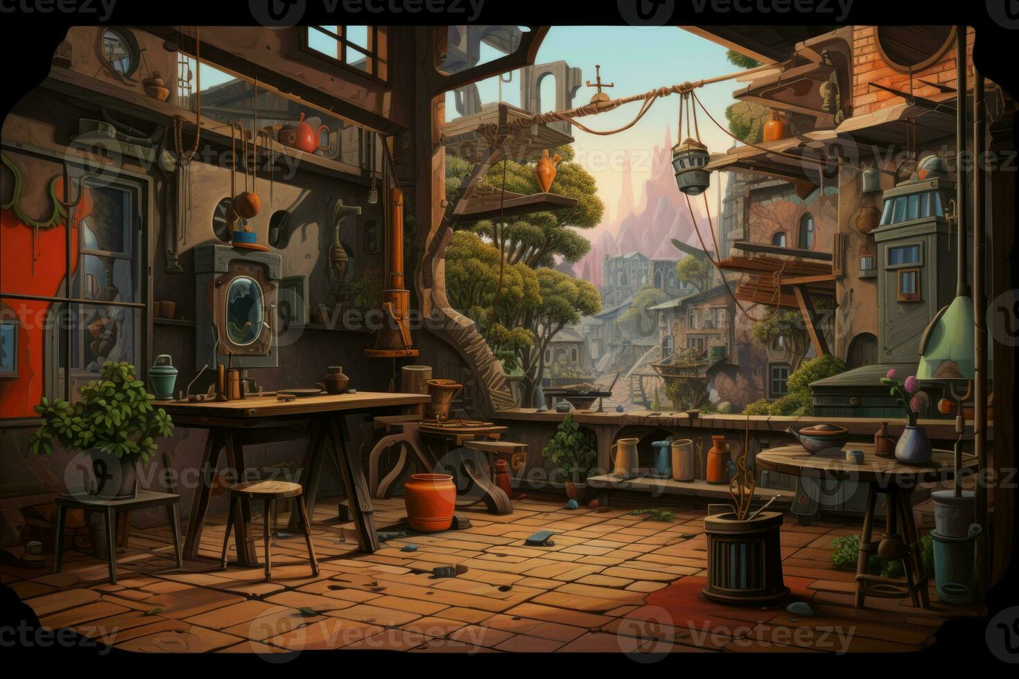 an image of a room in a fantasy world generative AI photo