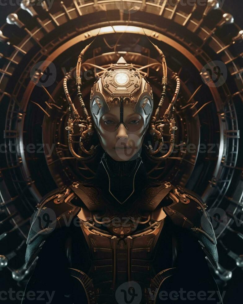an image of a woman in a futuristic suit generative AI photo