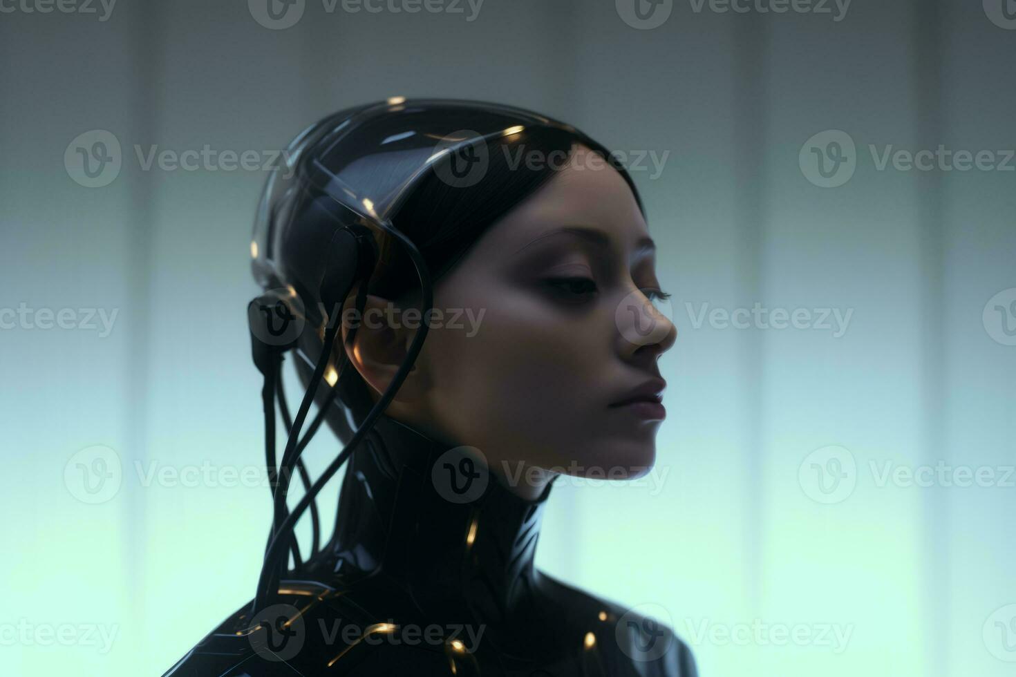 an image of a woman in a futuristic suit generative AI photo