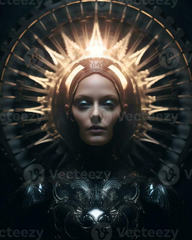 an image of a woman in a futuristic suit generative AI photo