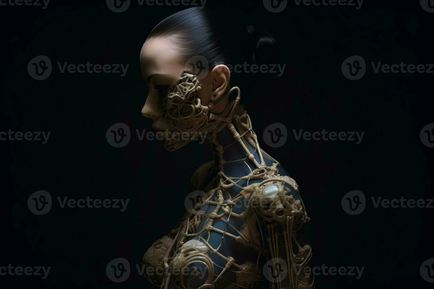 an image of a woman with a robotic body generative AI photo