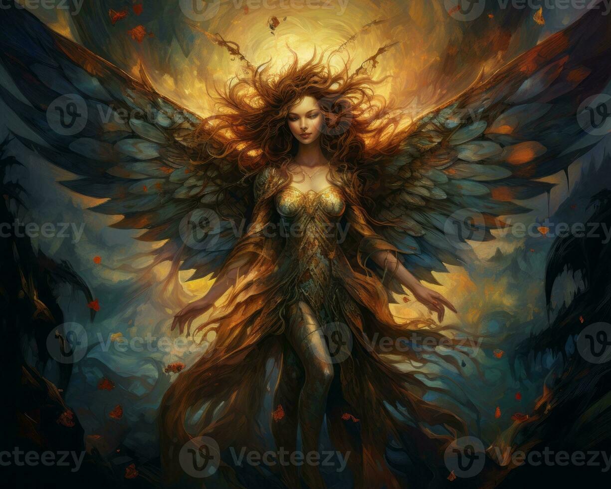 an image of an angel with wings generative AI photo