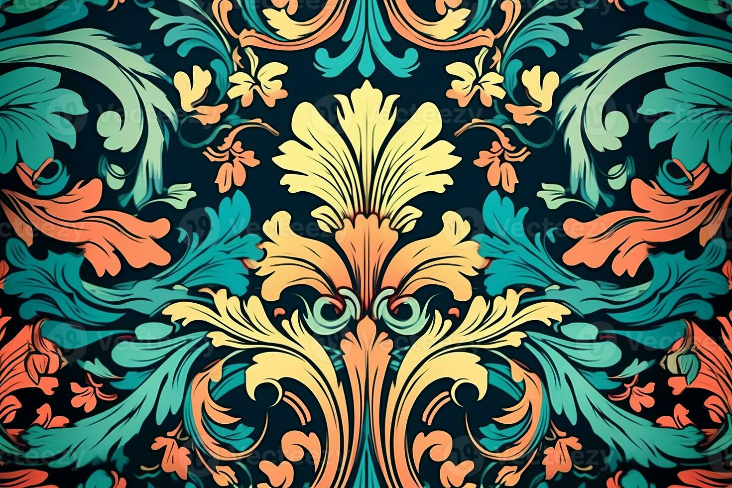 seamless floral pattern in baroque style generative AI photo