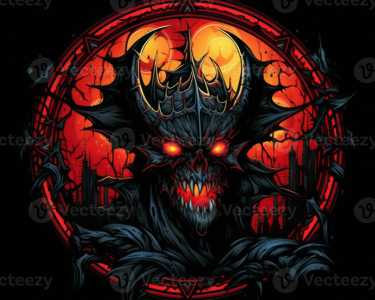 the demon is in the center of a dark background generative AI photo