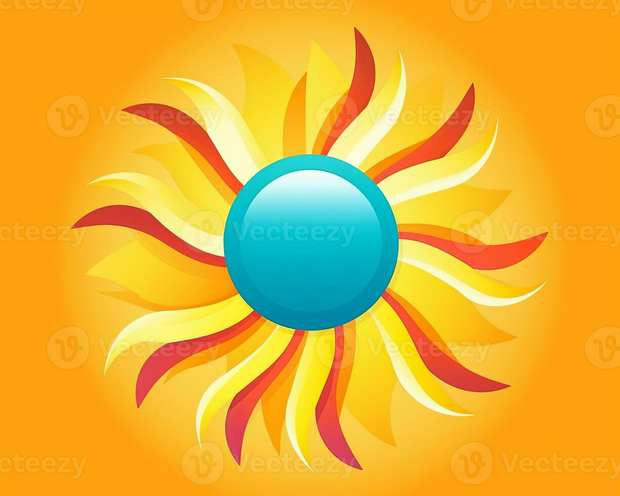 the sun is in the center of the orange background generative AI photo