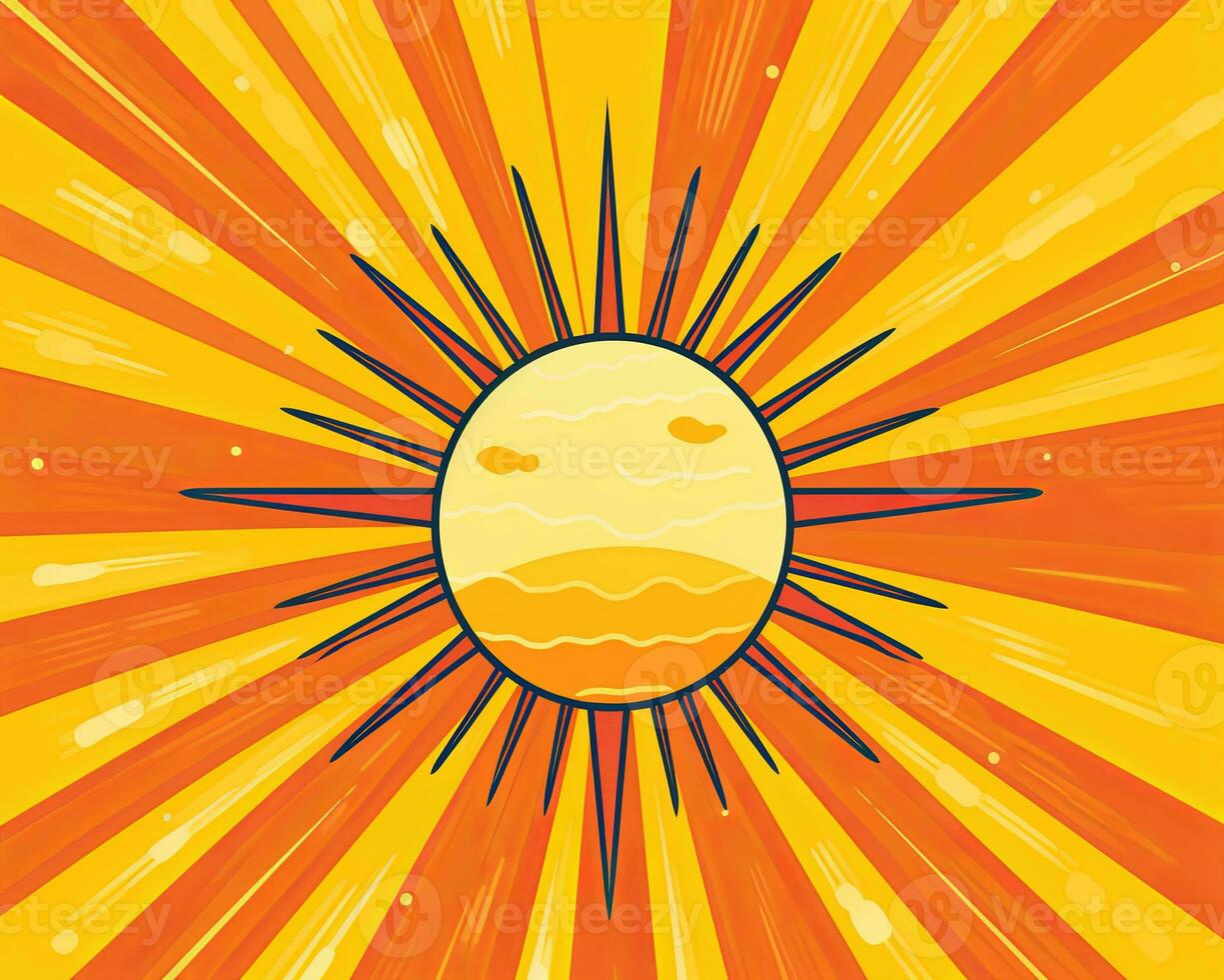 the sun is in the center of an orange and yellow background generative AI photo