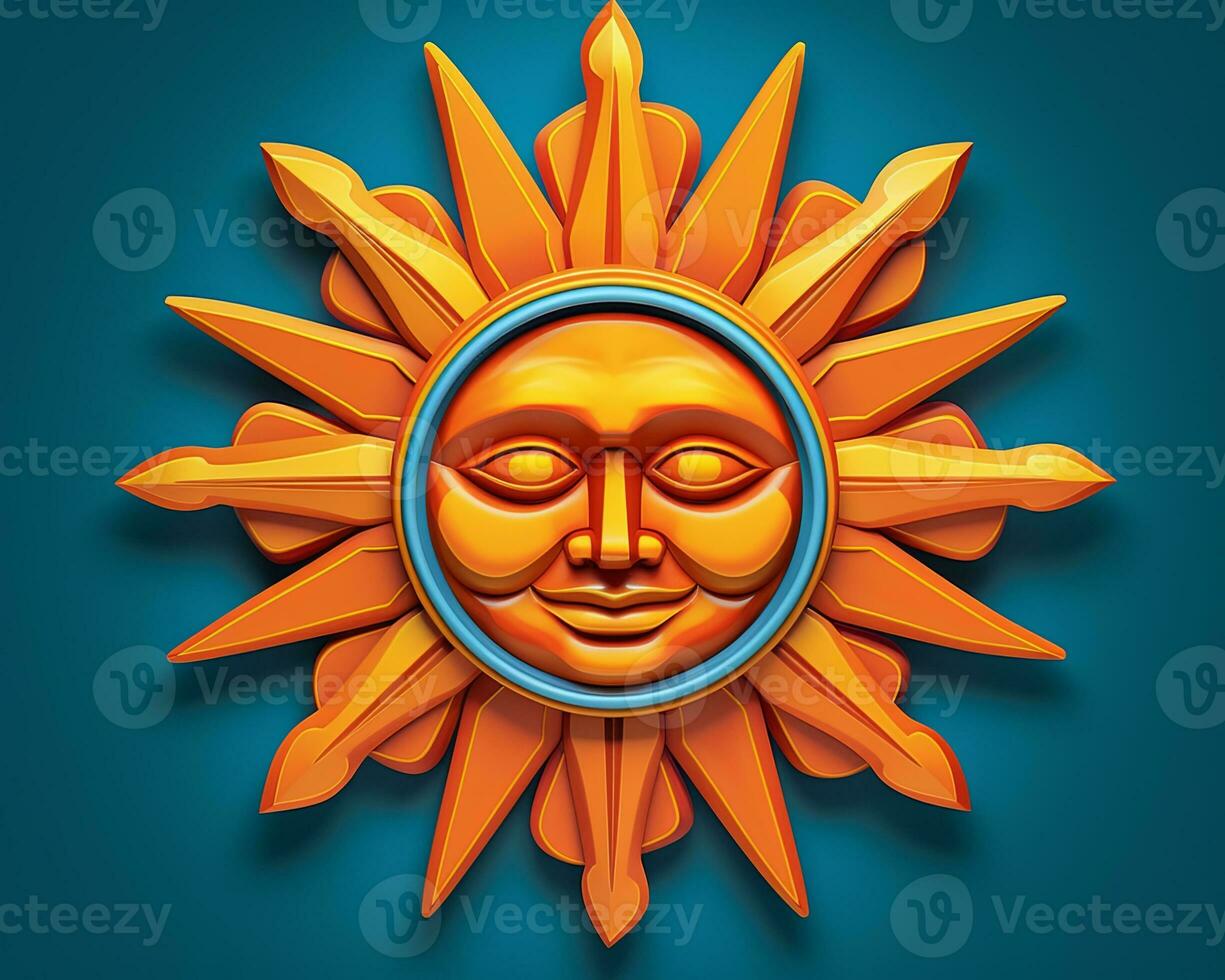 the sun is made of paper and has a face on it generative AI photo