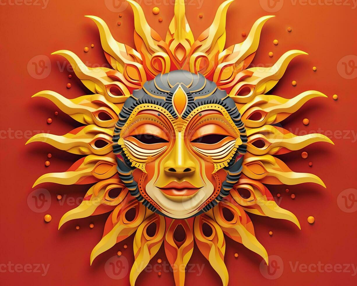 the sun is made out of paper and has a face on it generative AI photo