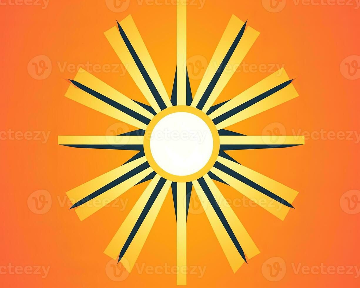 the sun is shining on an orange background generative AI photo