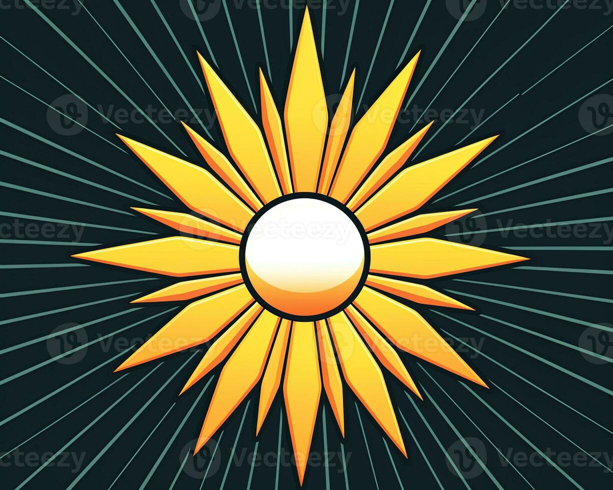 the sun is shining in the middle of a black background generative AI photo