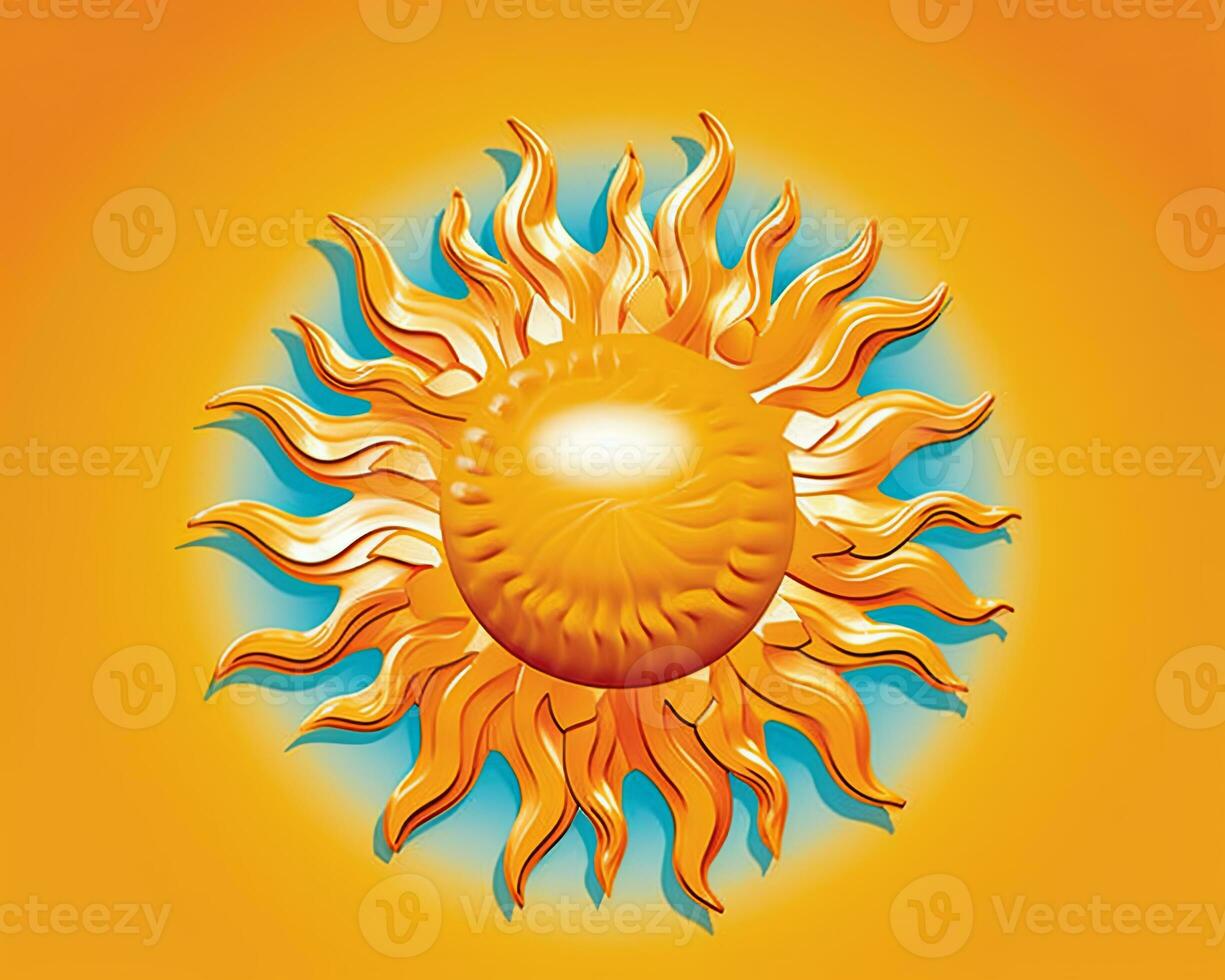 the sun is shown on an orange background generative AI photo