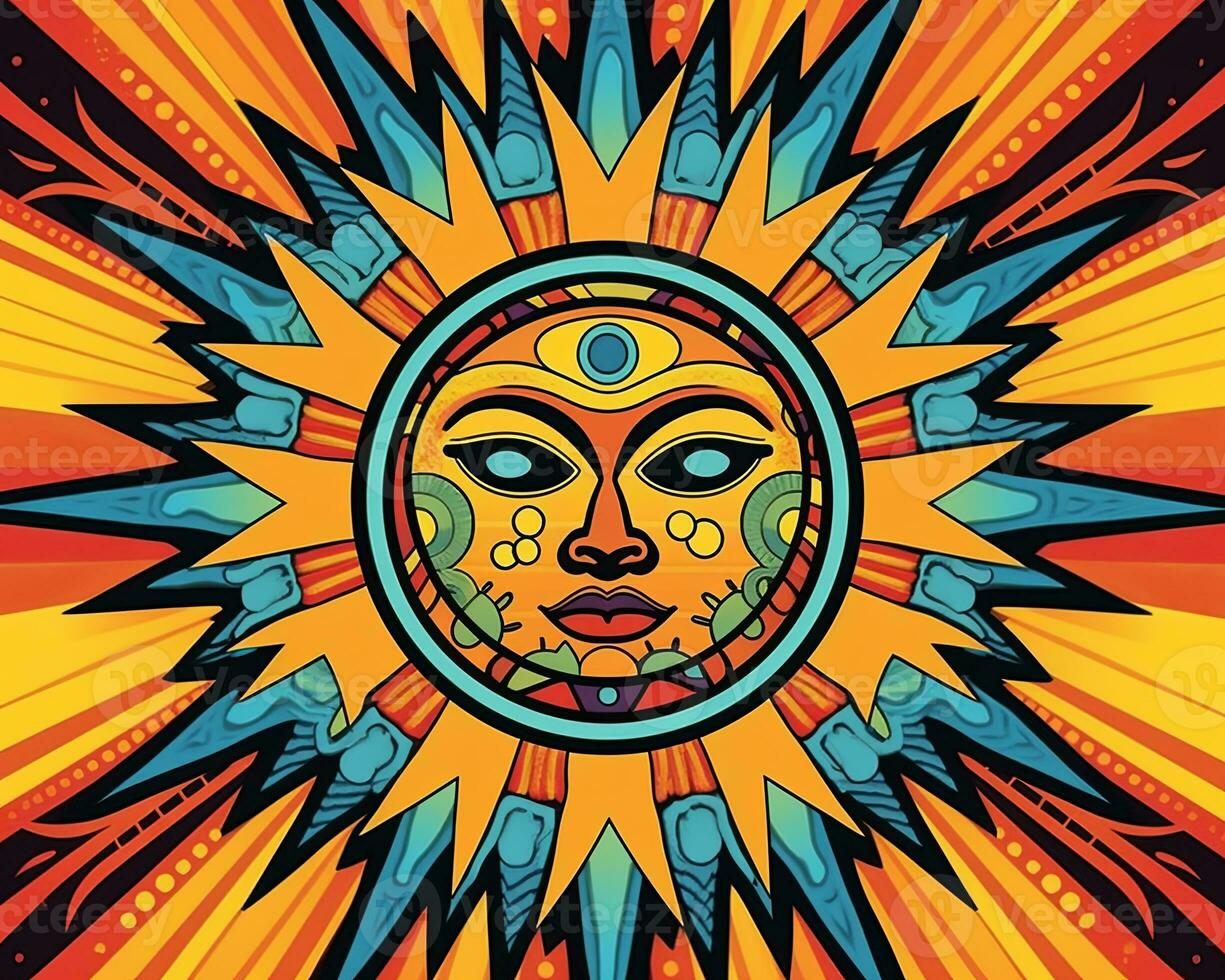 the sun is shown in an abstract art style generative AI photo