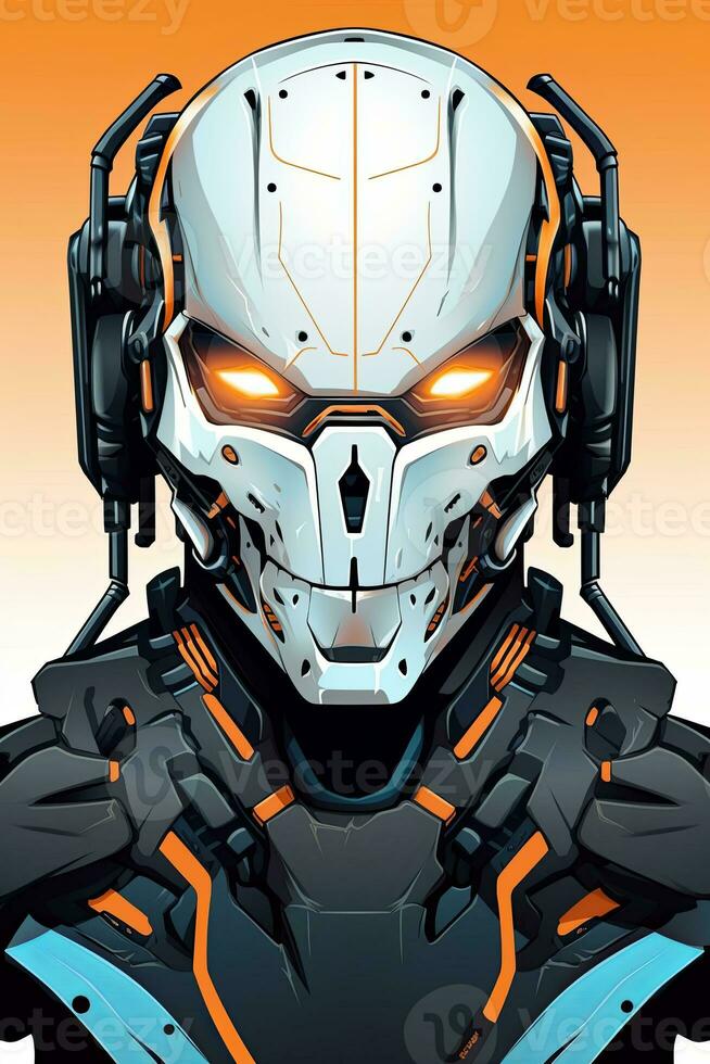 Futuristic Cyborg Android Humanoid Robot Hi Tech Sleek Graphic Illustration generative AI photo