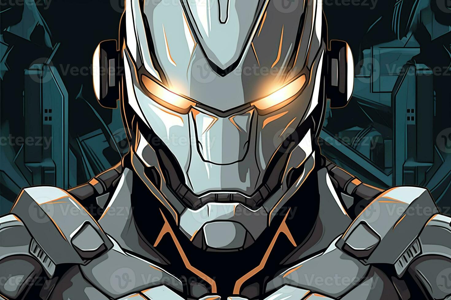 Futuristic Cyborg Android Humanoid Robot Hi Tech Sleek Graphic Illustration generative AI photo