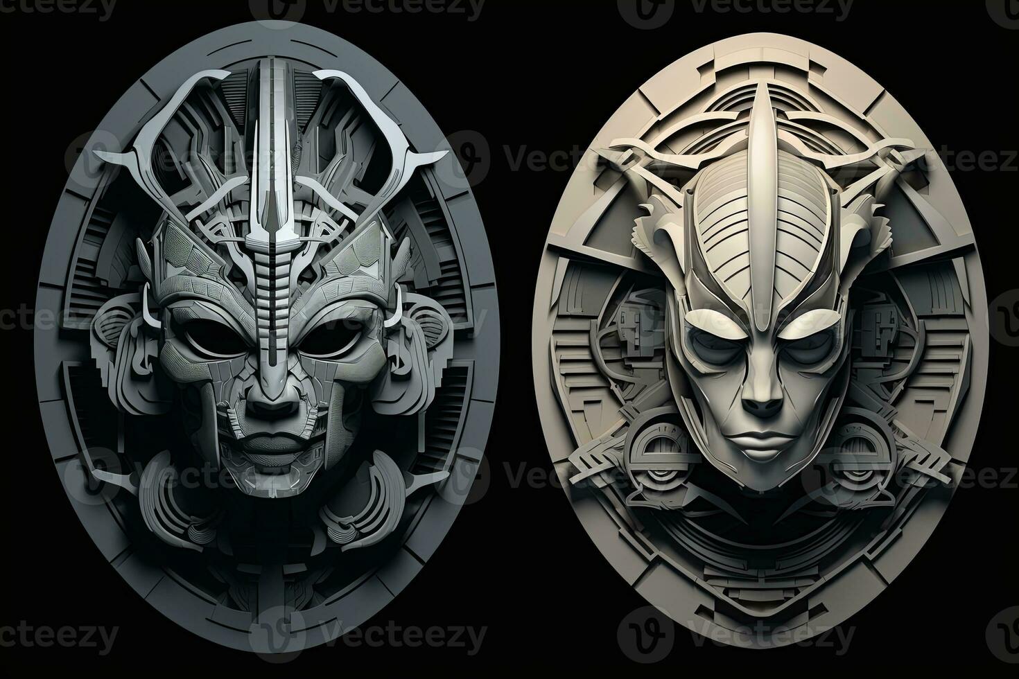 Strange Alien Monstrous Creature Design Background 3D Render Graphic Background generative AI photo