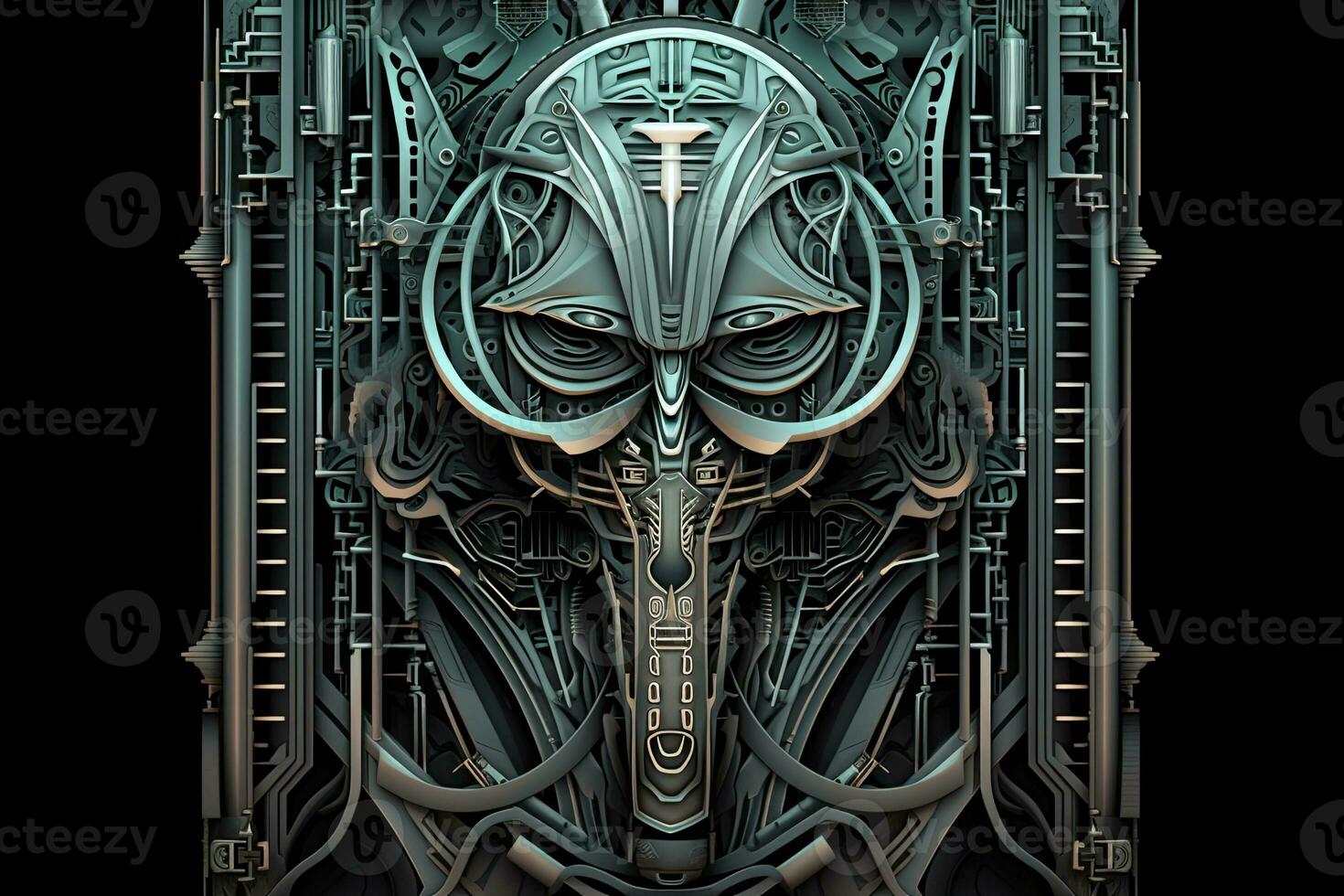 Strange Alien Monstrous Creature Design Background 3D Render Graphic Background generative AI photo