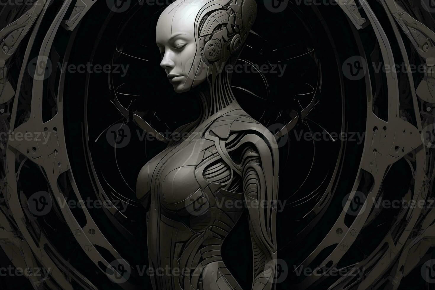 Strange Alien Monstrous Creature Design Background 3D Render Graphic Background generative AI photo